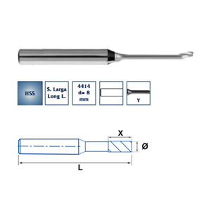 Fresa frontal HSS 1Z para copiadora de aluminio talla corta 8-10mm L