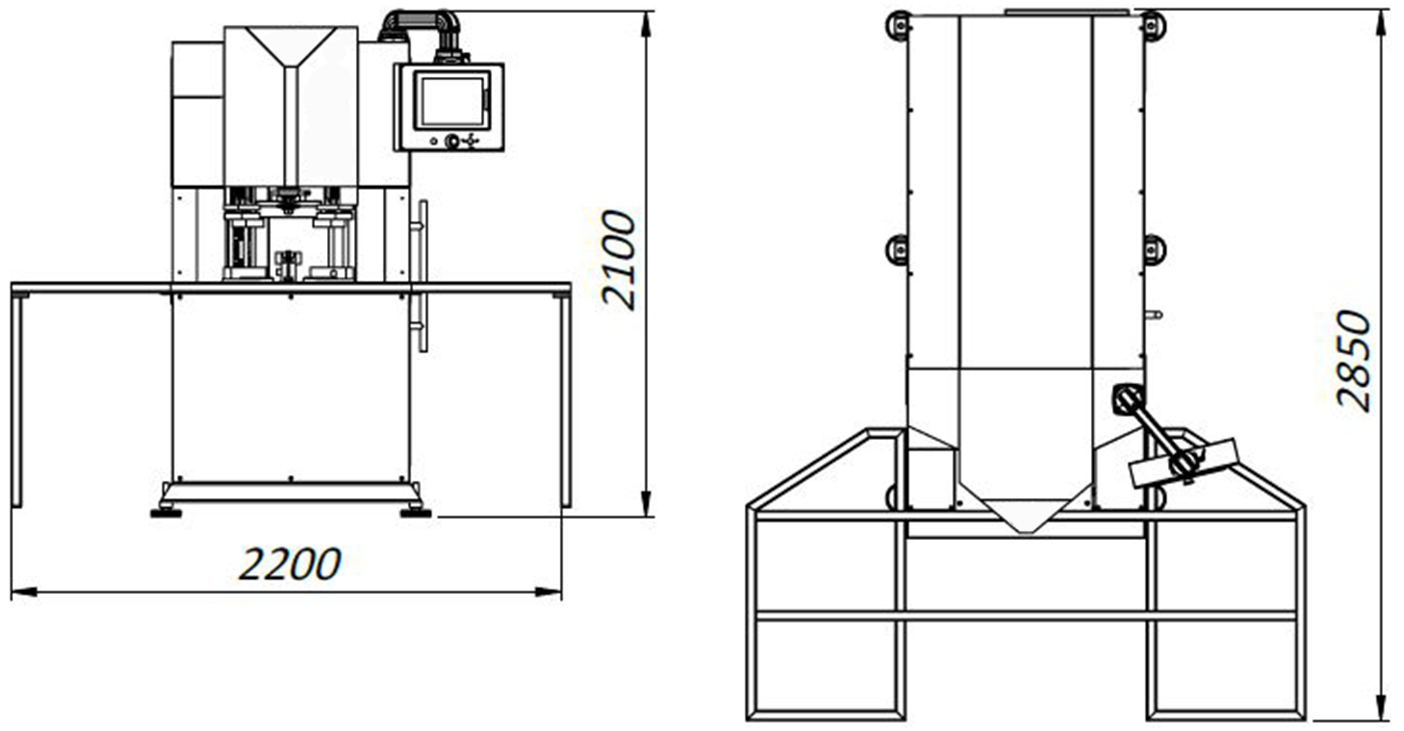 Medidas máquina limpieza PVC - Caspio